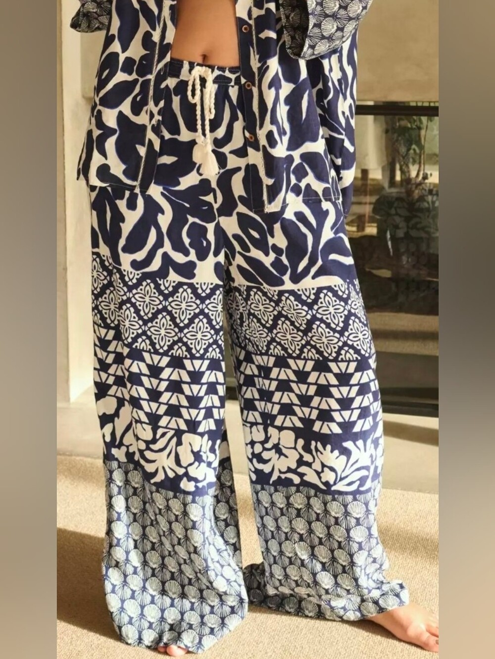 ✨ By Anthropologie Linen Wide‑Leg Pants Large ✨